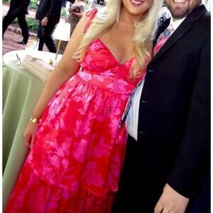 Crystal Doll Floral Tie-Strap Tiered Maxi Dress